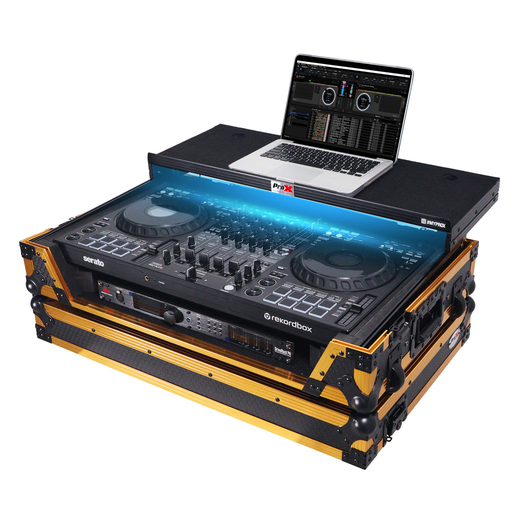 Flight Style Road Case For Pioneer DDJ-FLX10 DJ Controller with Laptop Shelf 1U Rack Space and Wheel