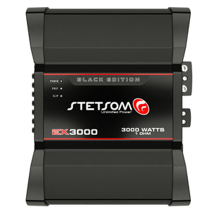 Stetsom EX 3000 Black Edition Mono 1 Channel Digital Amplifier Class D 3k Watts RMS 1-ohm STETSOMEX3000-1 BK EX3000