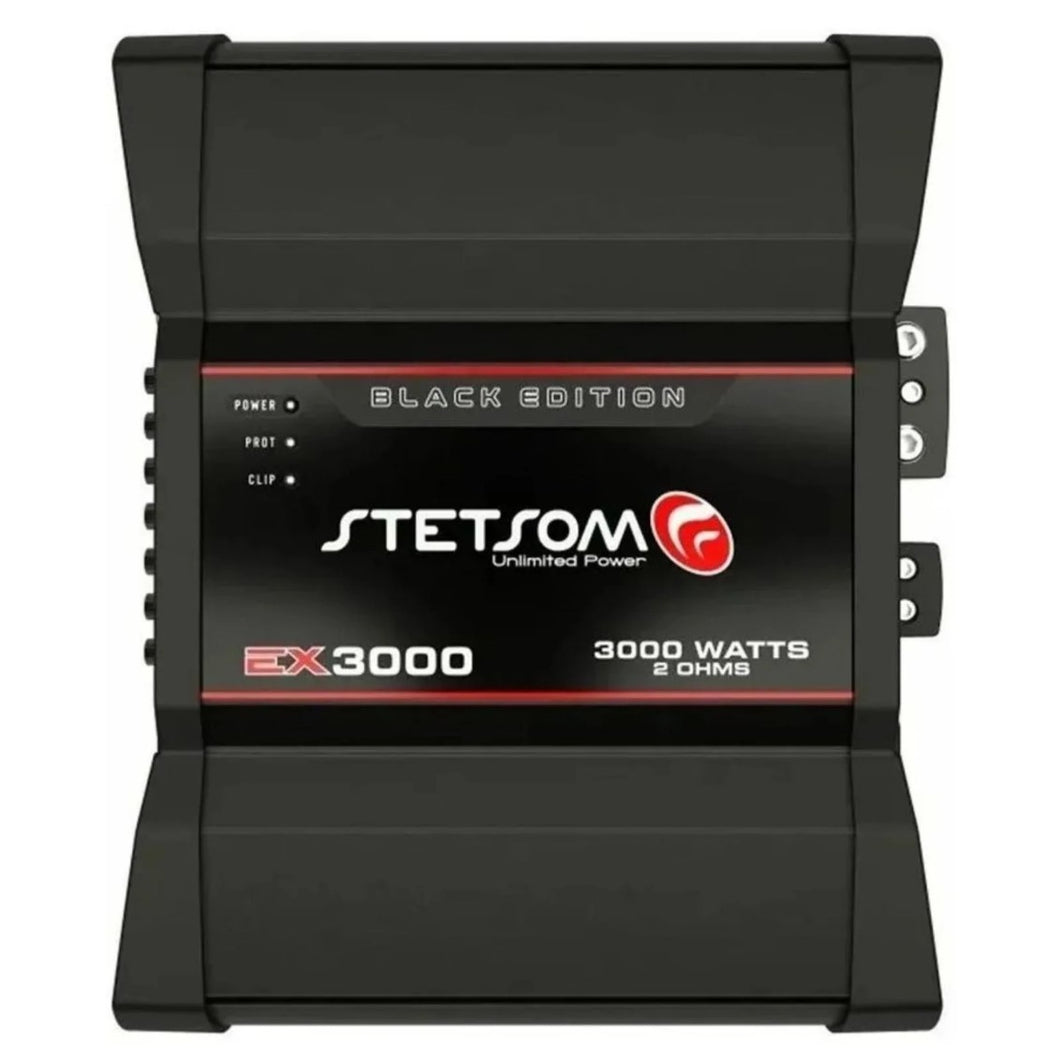 Stetsom EX 3000 Black Edition Mono 1 Channel Digital Amplifier Class D 3k Watts RMS 2-ohm STETSOMEX3000-2 BK EX3000