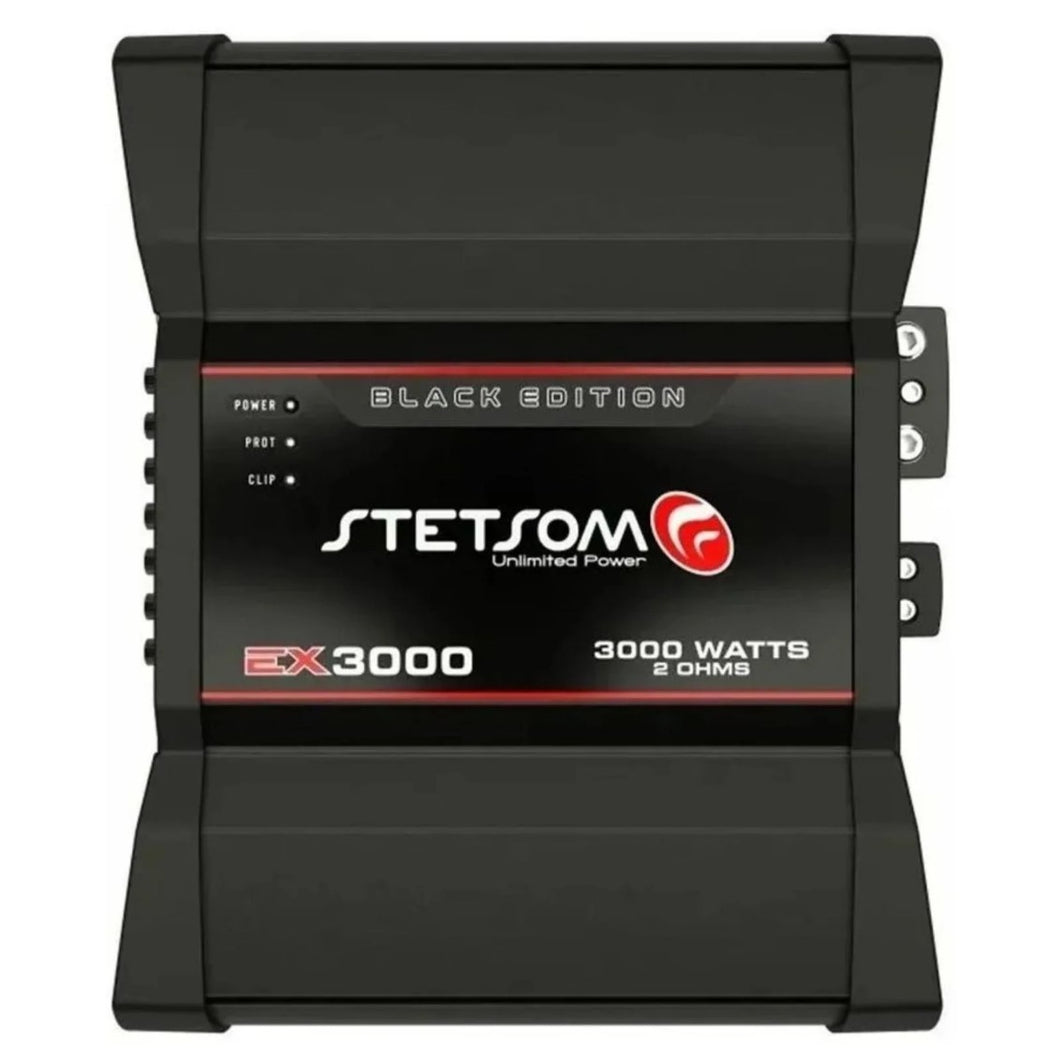 Stetsom EX 3000 Black Edition Mono 1 Channel Digital Amplifier Class D 3k Watts RMS 2-ohm STETSOMEX3000-2 BK