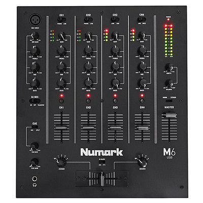 Numark M6 USB 4-Ch Professional DJ Mixer with USB Interface 0676762164214, BLACK