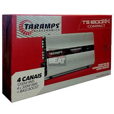 Taramps TS1200X4 1 Ohm 4-Ch Class D Car Amplifer Bass Boost Amp 1,200 Watt RMS
