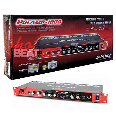 DJ Tech PREAMP 1800 8 Channel Preamplifier w/ USB Audio Interface 110V-240V