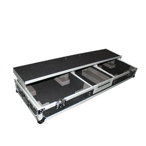 Flight Case DJ Coffin for 10" or 12" Mixer and 2 1200 style Turntables in Standard Mode W-Wheels and Laptop Shelf