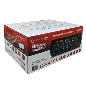Technical Pro MM3000 Bluetooth Microphone Mixer Amplifier Amp Karaoke SD USB