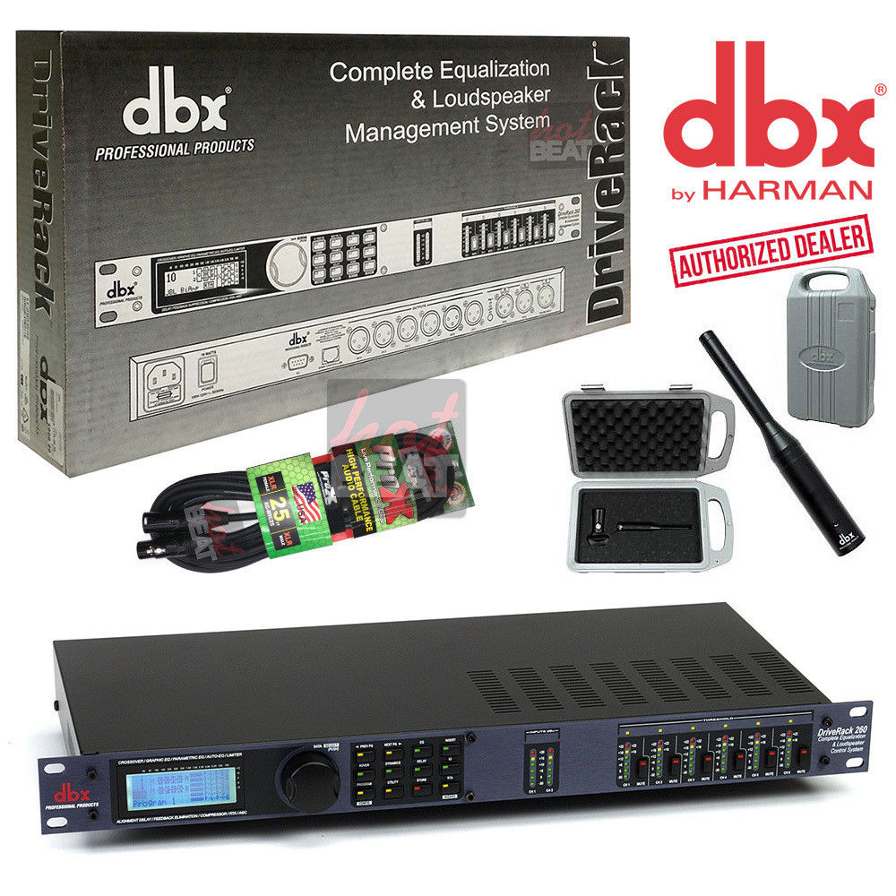 DBX DriveRack 260 Equalization Loudspeaker Control + RTA-M Mic + 25 XLR Cable