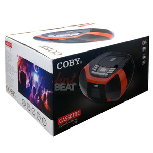 Coby Cassette Recorder CD CD-R MP3 AM/FM Radio USB 3.5 mm AUX Player Boombox RED