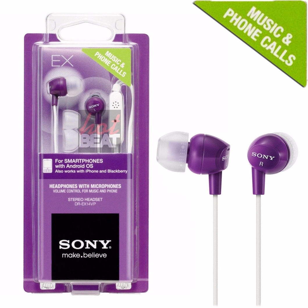 Sony DR-EX14VP Violet Purple Earbuds Earphone Headset for Music Android iPhone