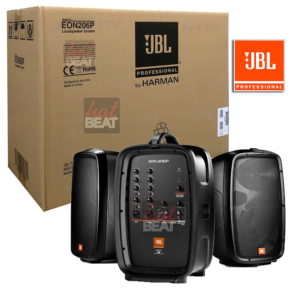 JBL EON 206P Portable PA System with Powered Speakers Set + Mixer 632709973219