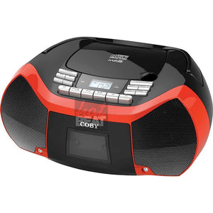 Coby Cassette Recorder CD CD-R MP3 AM/FM Radio USB 3.5 mm AUX Player Boombox RED