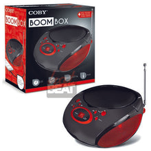 Load image into Gallery viewer, Coby Portable AM/FM CD MP3 Boombox 3.5mm AUX Black Red 110-240V CBCD04RED