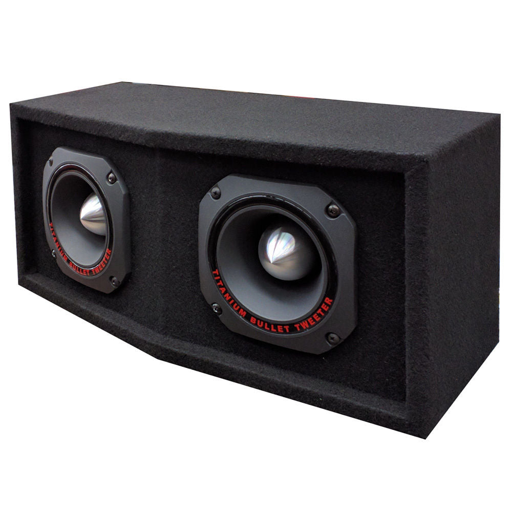 Dual Large Titanium Super Tweeter in Custom Built Angled Box 2000 Watts TW67 3