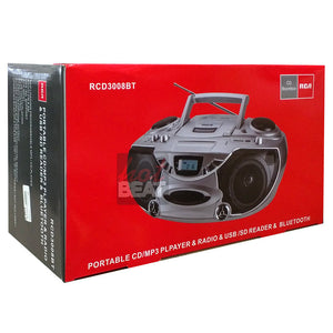 RCA CD Player Boombox Bluetooth MP3 SD MMC USB AM/FM Radio AUX BASS 110-240V