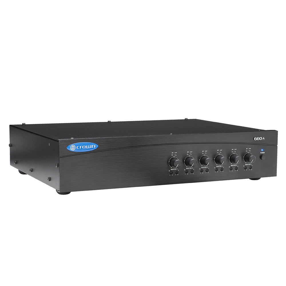 Crown 660A Commercial Series 6-Channel Power Amplifier 70V/100V 871015002033 Front side view