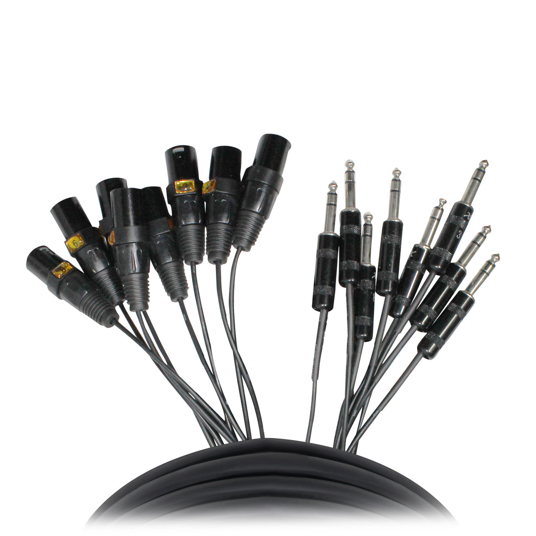 10' Ft High-Performance 8-Channel Snake Cable XLR-M TO 1/4