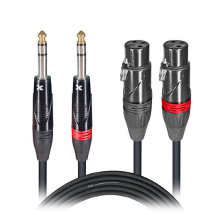 3 Ft. Balanced Dual 1/4" TRS-M to Dual XLR3-F High Performance Audio Cable