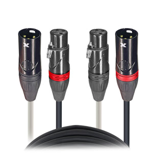 75' Ft High Performance Dual XLR-M to Dual XLR-F Audio Cable