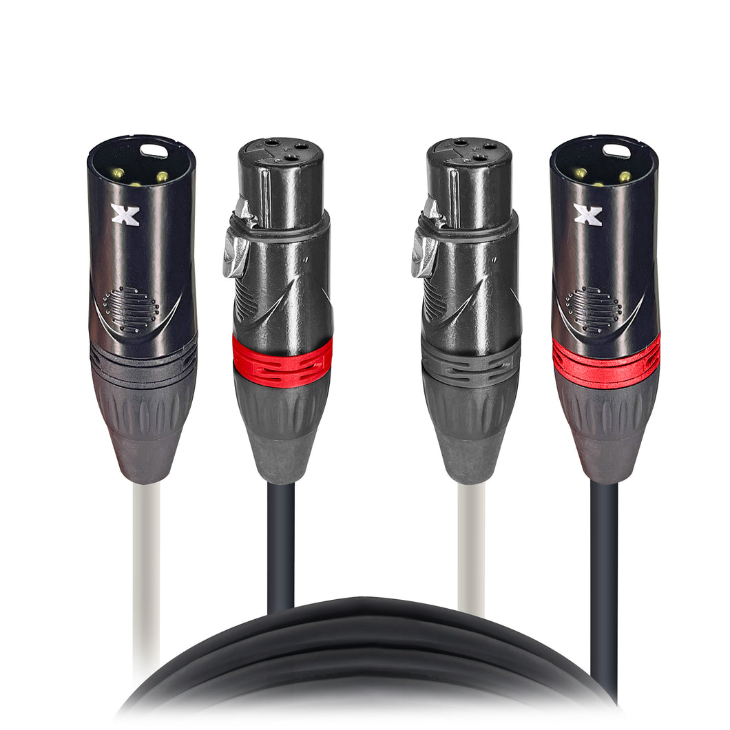 75' Ft High Performance Dual XLR-M to Dual XLR-F Audio Cable