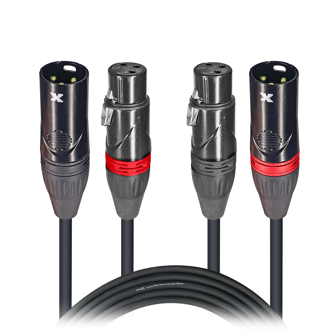 10' Ft. Balanced Dual XLR-M to Dual XLR-F High Performance Audio Cable