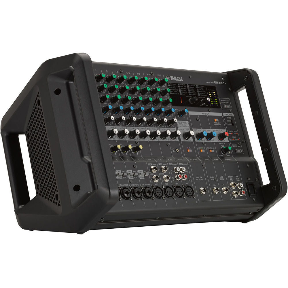 Yamaha EMX5 12-Channel Stereo Powered Mixer Integrated Built-in Amplifier 889025106221 main facing right side profile