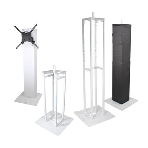 Flex Totem TV - 3ft to 6ft Height Adjustable Totem Stand Incl. TV Mount, Foldable Base Plate and Speaker Stud