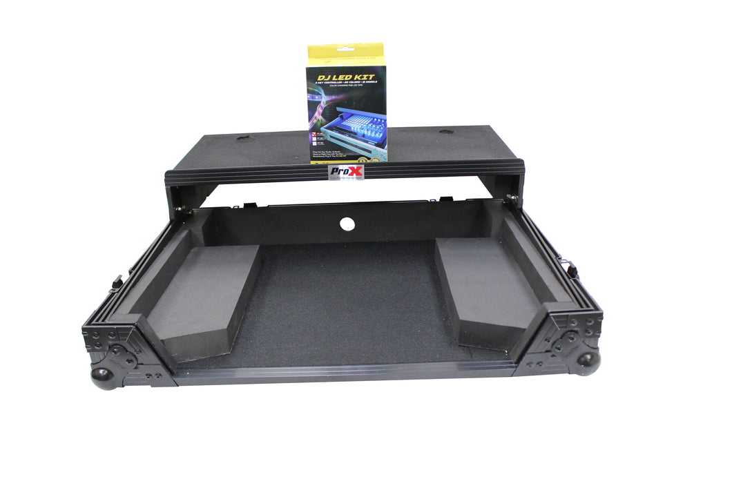 Flight Case for Gemini G4V DJ Controller with Sliding Laptop Shelf  and LED Kit| Black on Black