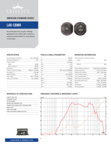 Eminence LA6-CBMR 6.5-inch Sealed Back Speaker 150 Watt RMS 8-ohm line array spec sheet specification