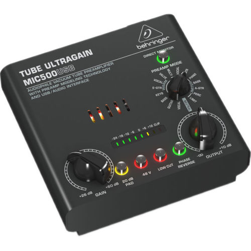 Behringer TUBE ULTRAGAIN MIC500USB Vacuum Tube Preamplifier front view