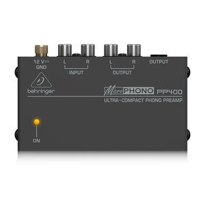 Behringer MICROPHONO PP400 Ultra-Compact Phono Preamp 689076811781 main front view