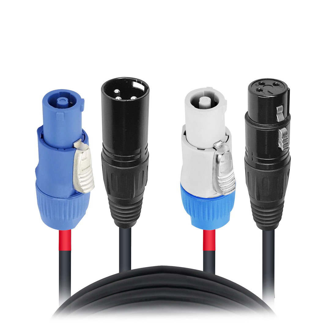 3' Ft Dual 14AWG Powerkon to Dual XLR Combo Link Jumper Cable