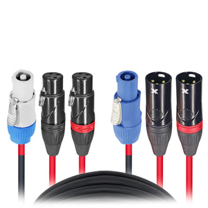 75' FT 14AWG Powerkon to Dual XLR Combo Link Jumper Cable