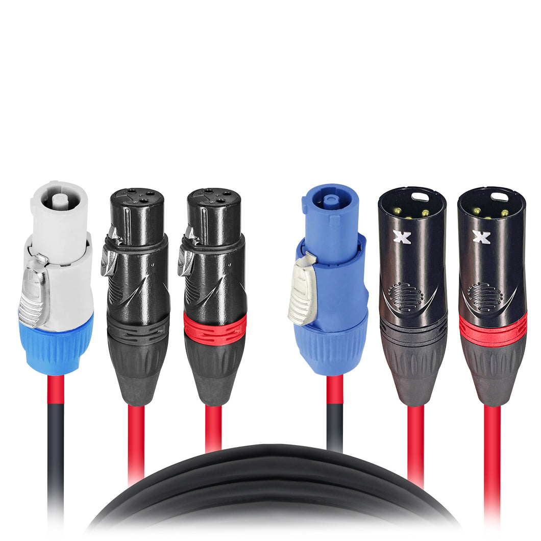 75' FT 14AWG Powerkon to Dual XLR Combo Link Jumper Cable