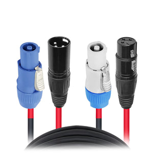 10' Ft Dual 14AWG Powerkon to Dual XLR Combo Link Jumper Cable
