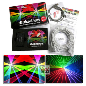 Quickshow 4 Pangolin LaserShow Designer Software + Interface + 25 ft ILDA Cable Main View Flat Lay HOTBEAT