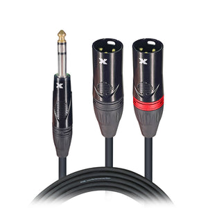 3 Ft. 1/4" TRS-M Stereo to Dual XLR3-M High Performance Y Cable