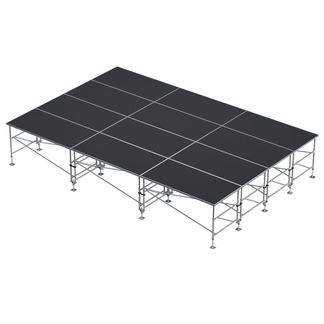 16FT x 24FT StageQ 12 Stage Platforms 4FT x 8FT Height Adjustable 28-48 inch with Z Frame Stabilizing System