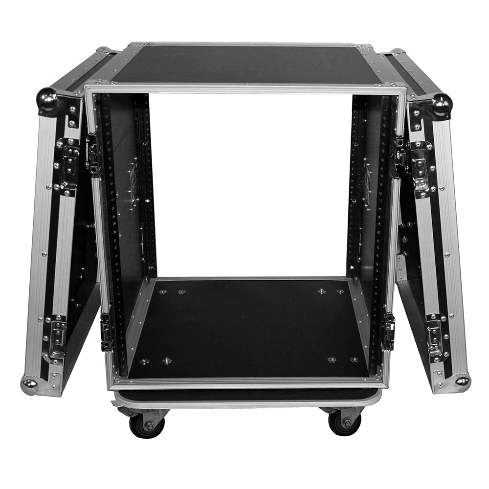 12U Space Amp Rack Mount ATA Flight Case 19 Inch Depth W-Casters