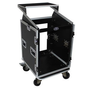 14U Rack x 10U Top Mixer DJ Combo Flight Case w/Laptop Shelf
