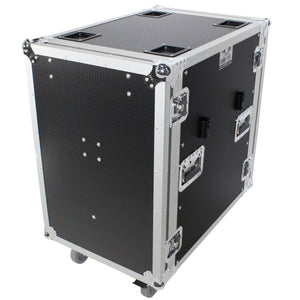 16U Space Amp Rack Mount ATA Flight Case | 24" Depth | Incl. 2x Side Tables and Casters