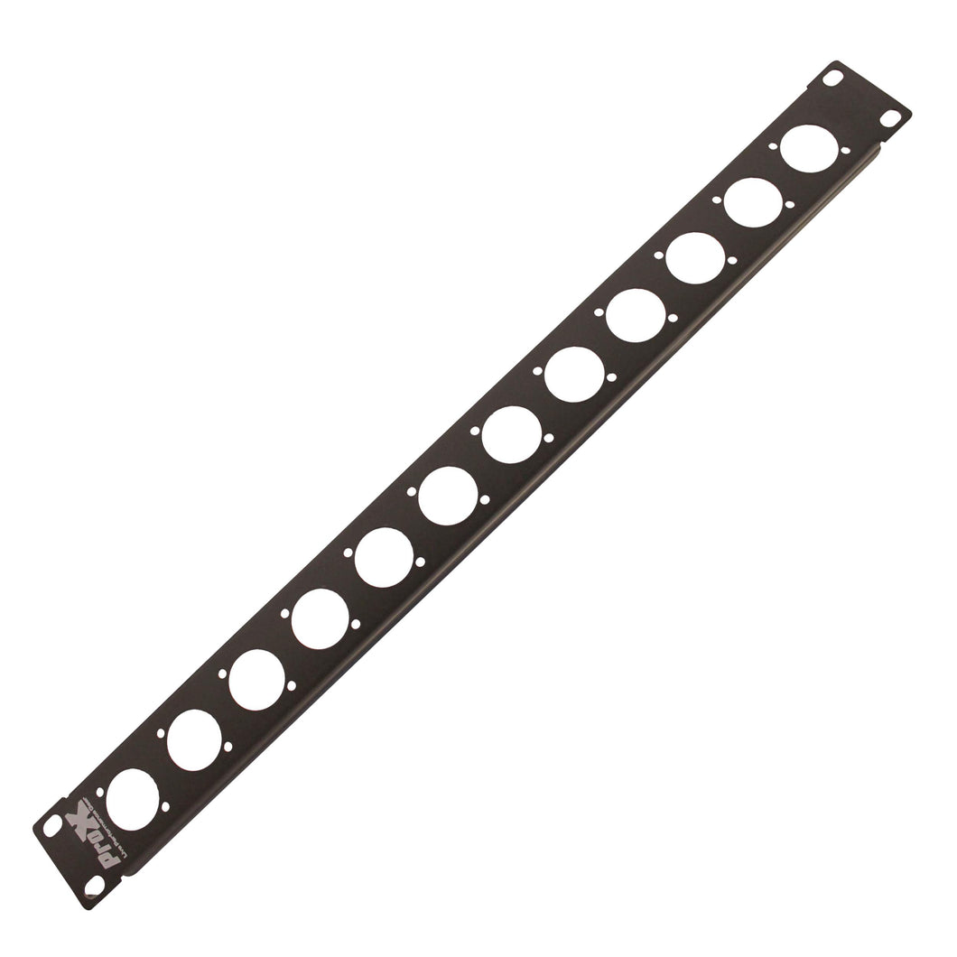ProX 1U Rack Panel Punched for 12 XLR, Speaker twist connector or Power Connection compatible Connectors