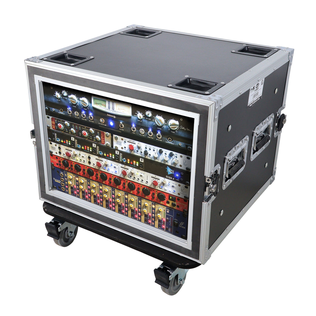 8U Space Shockproof Amp Rack ATA Flight Case 20 In Depth and 4x 4 inch casters
