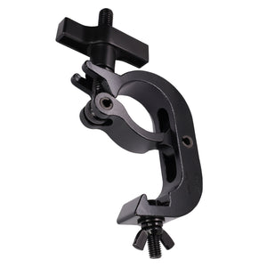 Aluminum Pro Slim Hook Style M10 Clamp with Big Wing Knob for 2" Truss Tube Capacity 330 Lbs. Black Finish