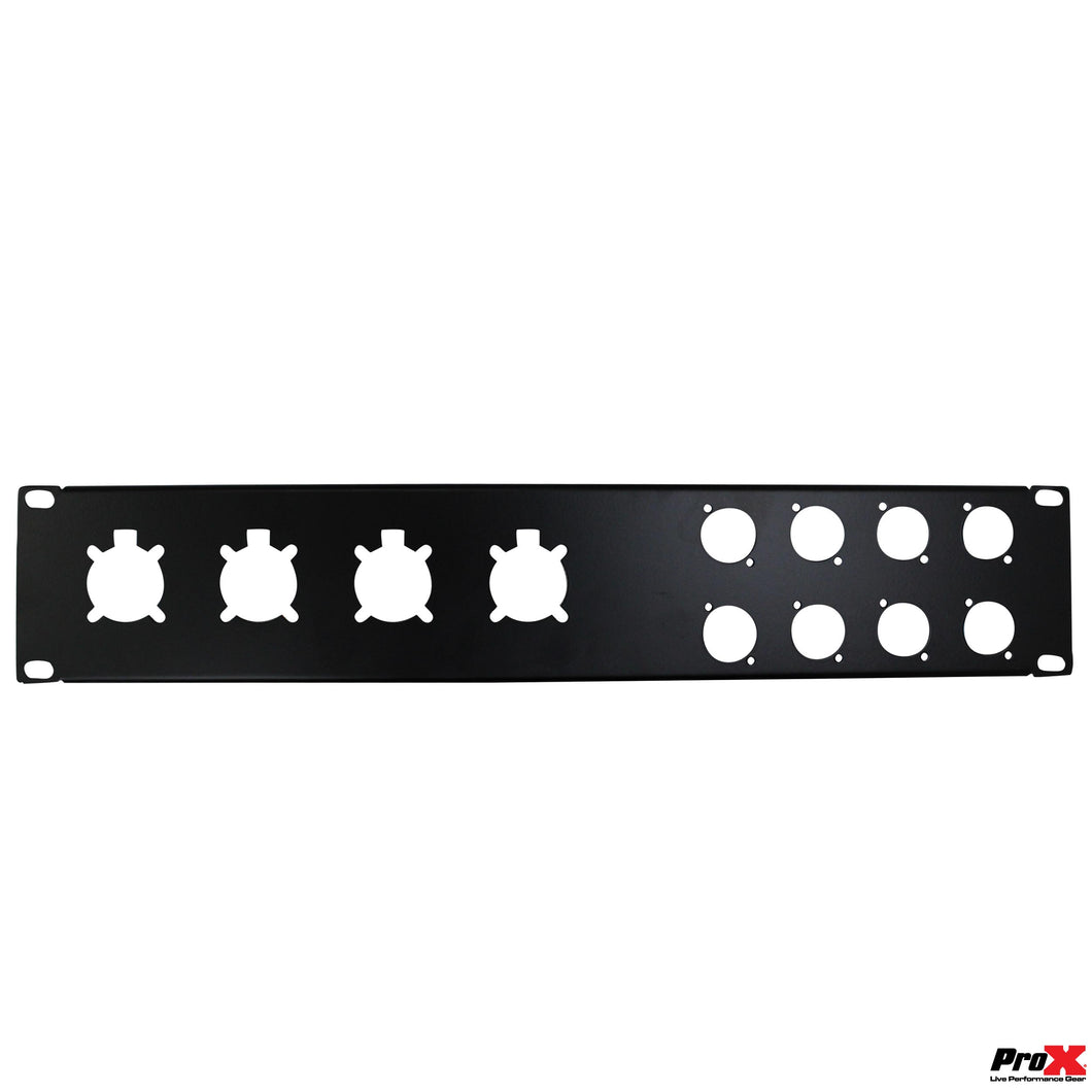 2U-8 XLR D +4 NL4 or NAC3 Unloaded Rack Panel