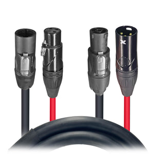6' FT Dual Powerkon to XLR Dual Audio Combo Link Jumper Cable