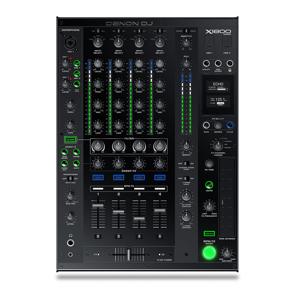 Denon DJ X1800 Prime Professional 4-Channel DJ Club Mixer with
