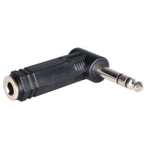 1/4" TRS Female to 1/4" TRS Male Right-Angle Adapter