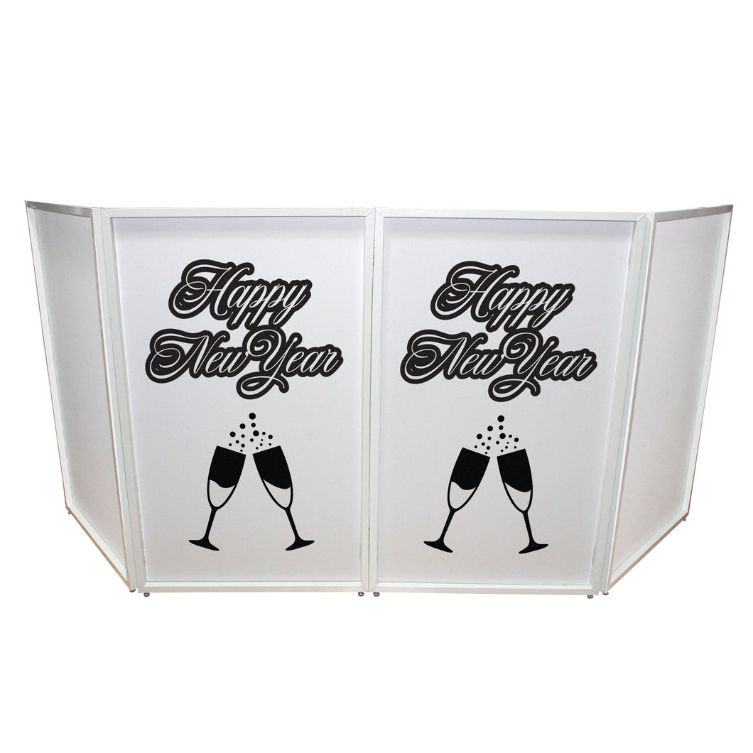 New Year Toast Design Enhancement Scrim - Black Script on White | Set of Two