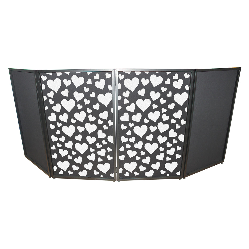 Hearts Pattern Facade Enhancement Scrims - White Hearts on Black | Set of Two
