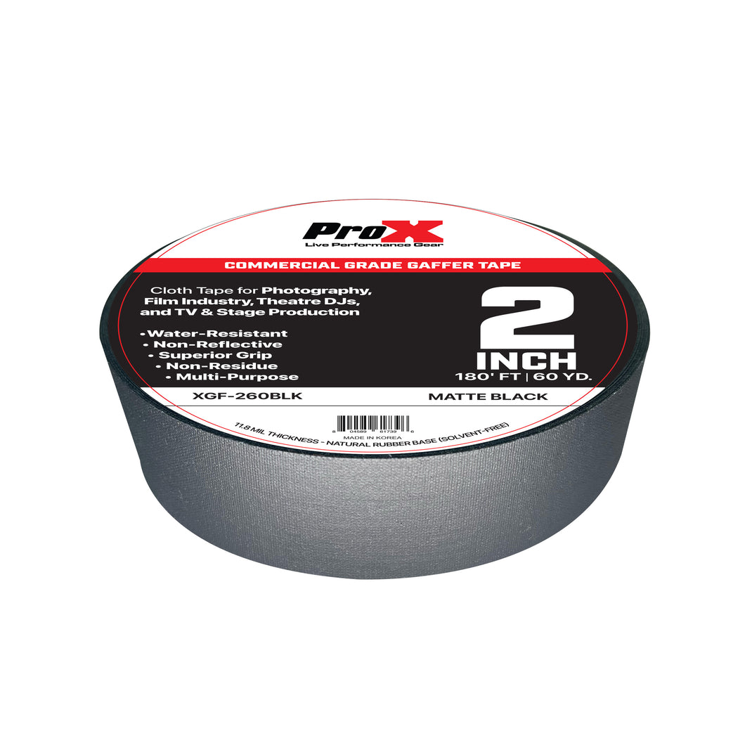 2 Inch 180FT 60YD Matte Black Commercial Grade Gaffer Tape Pros Choice Non-Residue