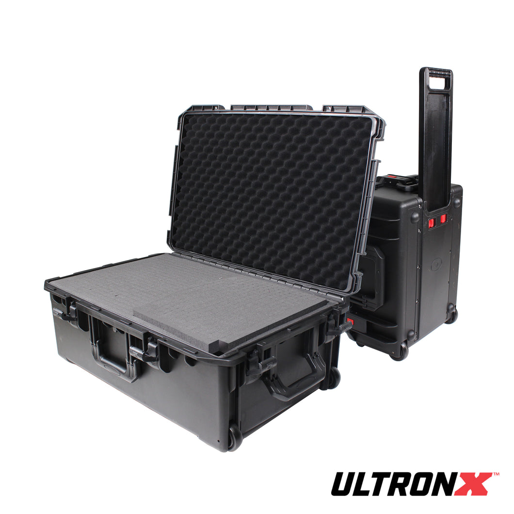 UltronX Large Watertight Case W-Extendable Handle, Wheels and Pluck-N-Pak Foam